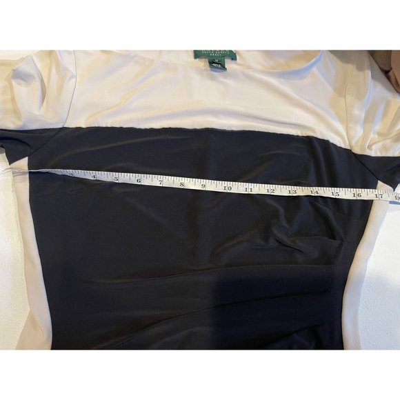 Lauren Ralph Lauren Women Colorblock Bodycon Dress Side Ruched Black White SZ 10 - Picture 6 of 11